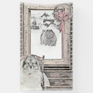 Keeshond Winter Window Paining Art Spandoek
