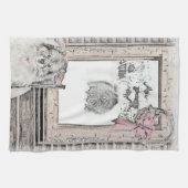 Keeshond Winter Window Paining Art Theedoek (Horizontaal)