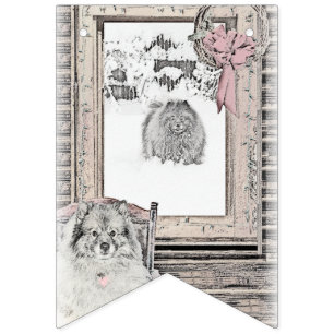 Keeshond Winter Window Paining Art Vlaggetjes