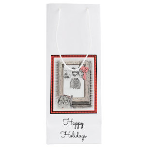 Keeshond Winter Window Paining Art Wijn Cadeautas