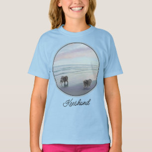 Keeshonden aan de Zee Schildering Hond Kunst T-shirt