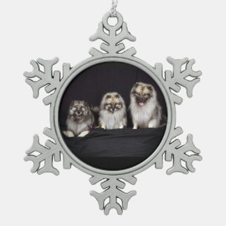 Keeshonden for Keeps Snowflake Pewter Ornament