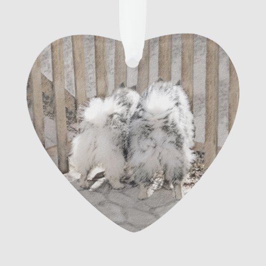 Keeshonds at the Gate Painting - Original Dog Art (devant)