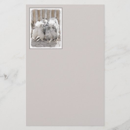 Keeshonds bij het schilderen van de poort - Oorspr (Voorkant)