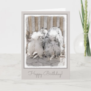 Keeshonds bij het schilderen van de poort - Oorspr Kaart