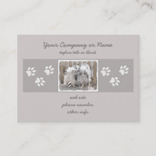 Keeshonds bij het schilderen van de poort - Oorspr Visitekaartje