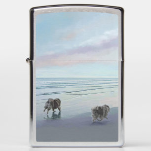 Keeshonds in de Seashore-schilderkunst