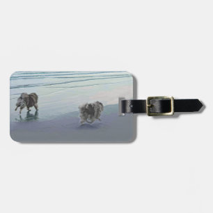 Keeshonds in de Seashore-schilderkunst Bagagelabel