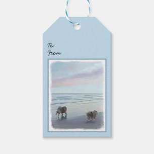 Keeshonds in de Seashore-schilderkunst Cadeaulabel