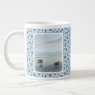 Keeshonds in de Seashore-schilderkunst Extra Grote Beker