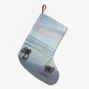 Keeshonds in de Seashore-schilderkunst Kleine Kerstsok