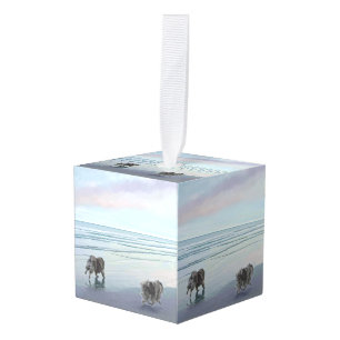 Keeshonds in de Seashore-schilderkunst Kubus Ornament