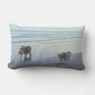 Keeshonds in de Seashore-schilderkunst Kussen