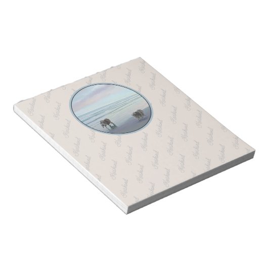 Keeshonds in de Seashore-schilderkunst Notitieblok (Schuin)