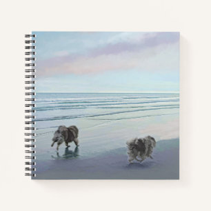 Keeshonds in de Seashore-schilderkunst Notitieboek