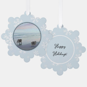 Keeshonds in de Seashore-schilderkunst Ornament Kaart