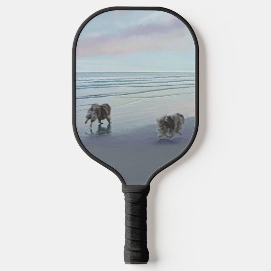 Keeshonds in de Seashore-schilderkunst Pickleb Pickleball Paddle (Voorkant)