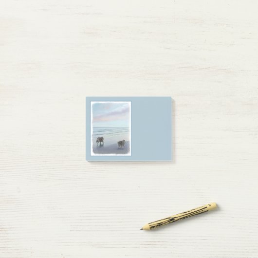 Keeshonds in de Seashore-schilderkunst Post-it® Notes (Op bureau)