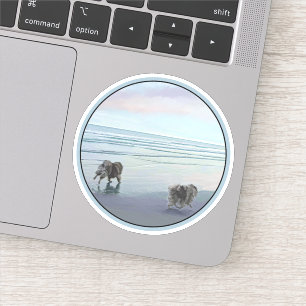 Keeshonds in de Seashore-schilderkunst Sticker