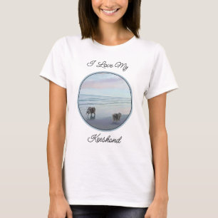 Keeshonds in de Seashore-schilderkunst T-shirt