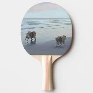 Keeshonds in de Seashore-schilderkunst Tafeltennisbatje