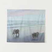 Keeshonds in de Seashore-schilderkunst Wandkleed (Voorkant (horizontaal))