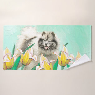 Keeshony in Tulips Peinture mignonne Original Chie
