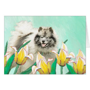 Keeshony in Tulips Peinture mignonne Original Chie