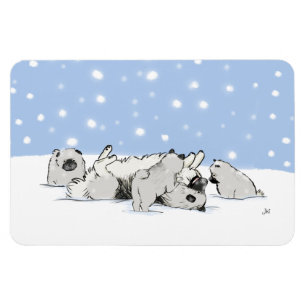 Keesie Snow Dogs - Happy Keesdoorn met Puppies Magneet