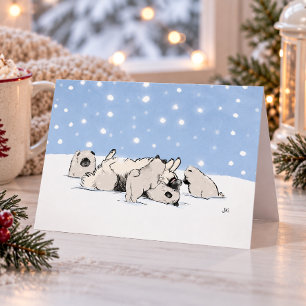 Keesies in de Sneeuw Keeshond Kerst Custom Feestdagen Kaart