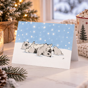 Keesies in de Sneeuw Keeshond Kerst Custom Feestdagen Kaart
