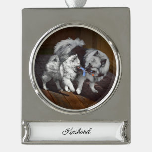 Keespap Playtime schilderen - Cute Original Dog Ar Verzilverd Banner Ornament