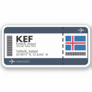 KEF Keflavik Boarding Pass - IJsland Ticket Sticker