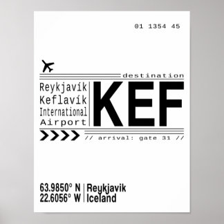 KEF Reykjavik, affiche de l'aéroport d'Islande