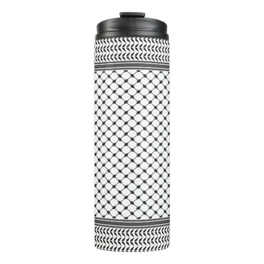 Keffiyeh Palestine Black Pattern Thermosbeker (Voorkant)