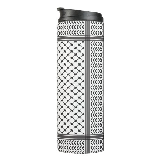 Keffiyeh Palestine Black Pattern Thermosbeker (Geroteerd rechts)