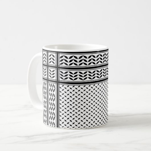 Keffiyeh Symbool van het Palestijnse Verzetspatroo Koffiemok (Voorkant links)