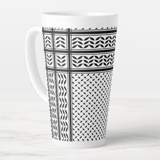 Keffiyeh Symbool van het Palestijnse Verzetspatroo Latte Mok (Linkerhoek)