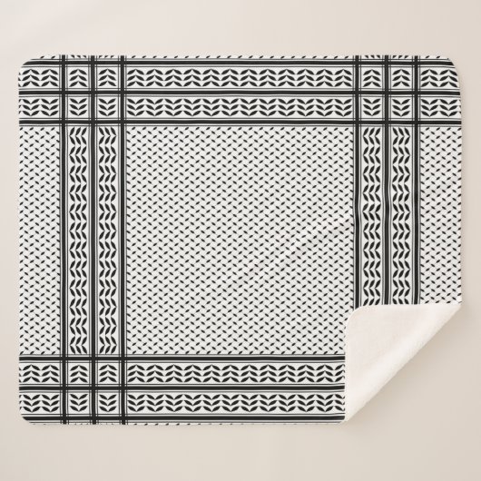 Keffiyeh Symbool van het Palestijnse Verzetspatroo Sherpa Deken (Voorkant (horizontaal))