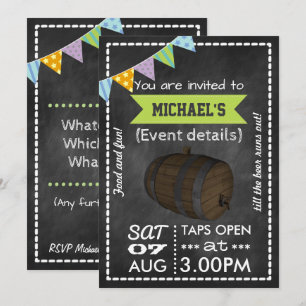 Keg Party Op Maat Gemaakte Retro Krijtbord Uitnodi Kaart