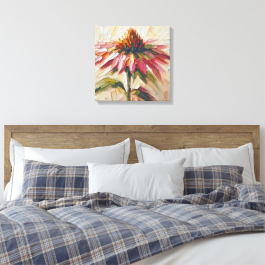 Kegelbloem impasto schilderij canvas afdruk (Insitu (Slaapkamer))