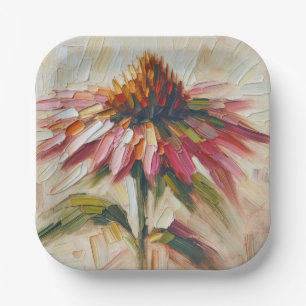 Kegelbloem impasto schilderij papieren bordje