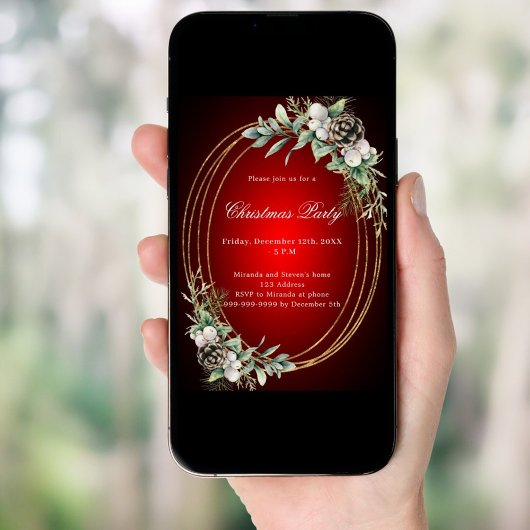 Kegeldennengroen rood goud kerstfeest kaart