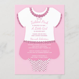 Kegelroze Baby shower Uitnodiging Faux Glitter