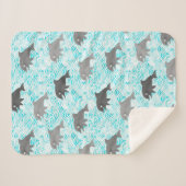 Keiki Waterverf Dolphin Wave Allover Sherpa Deken (Voorkant (horizontaal))