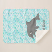 Keiki Waterverf Dolphin Wave Sherpa Deken (Voorkant (horizontaal))
