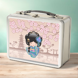 Keiko Kokeshi-pop - Blauwe Kimono Geisha Meisje