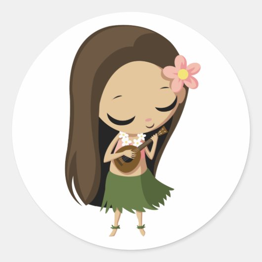 Keilana the Hula Girl Ronde Sticker (Voorkant)