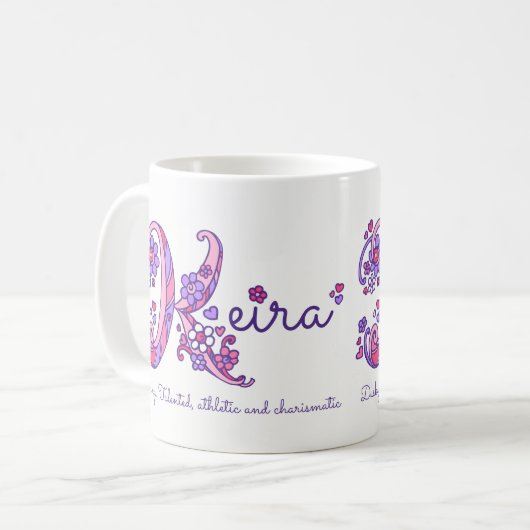 Keira meisjes noemen het K monogram hart mok (Voorkant links)