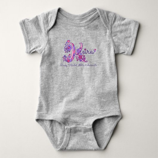 Keira meisjes noemen K monogram harten Romper (Voorkant)